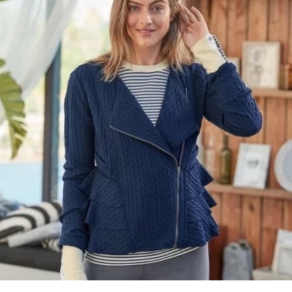 Sundance Colette Asymmetrical Ruffle Long Sleeve Sweater Jacket - Picture 6 of 6